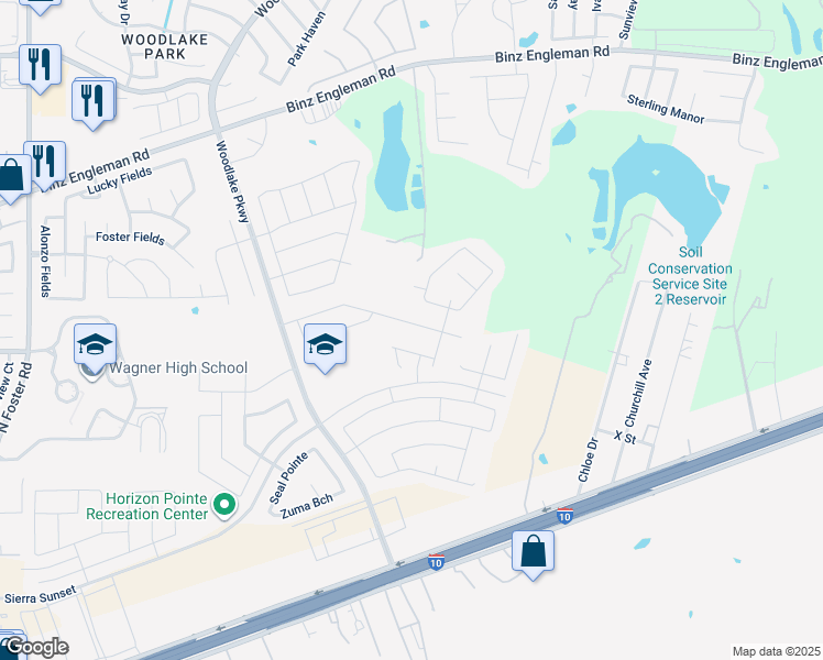 map of restaurants, bars, coffee shops, grocery stores, and more near 7246 Lunar Eclipse in Converse