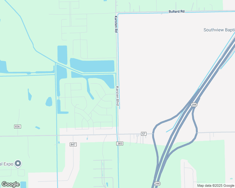 map of restaurants, bars, coffee shops, grocery stores, and more near Karsten Boulevard in Iowa Colony