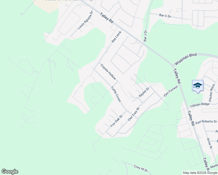 map of restaurants, bars, coffee shops, grocery stores, and more near 13810 Turtle Cross in San Antonio