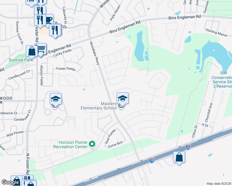 map of restaurants, bars, coffee shops, grocery stores, and more near 3123 Saturn Path in Bexar County