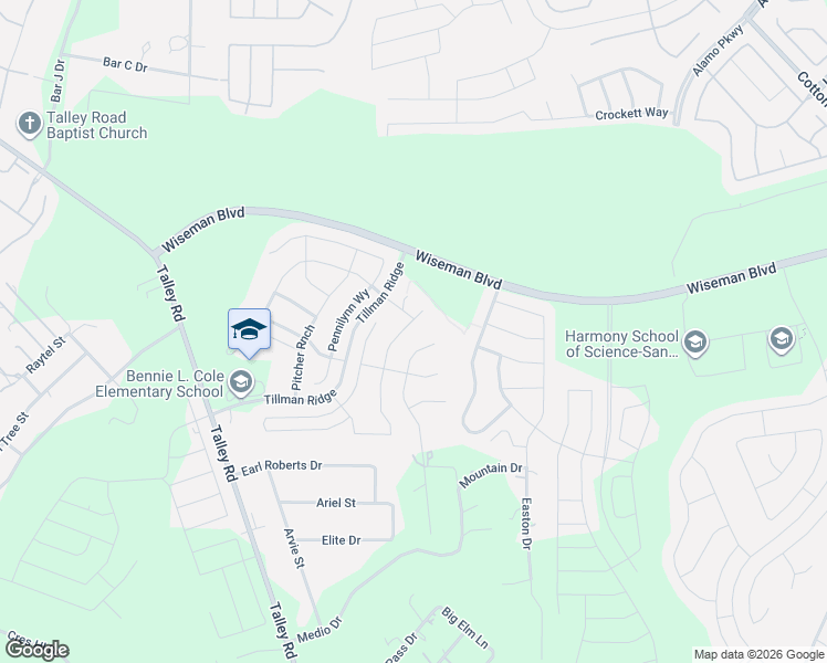 map of restaurants, bars, coffee shops, grocery stores, and more near 2244 Abadeer Trail in San Antonio