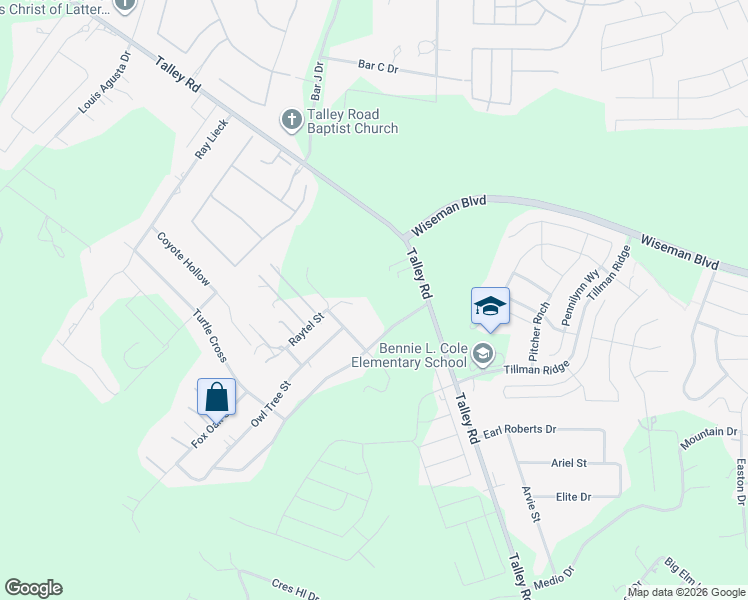 map of restaurants, bars, coffee shops, grocery stores, and more near 2425 Quail Foot Street in San Antonio