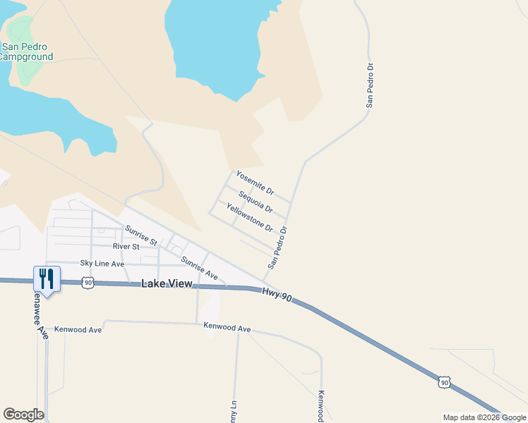 map of restaurants, bars, coffee shops, grocery stores, and more near 102 Yosemite Drive in Del Rio