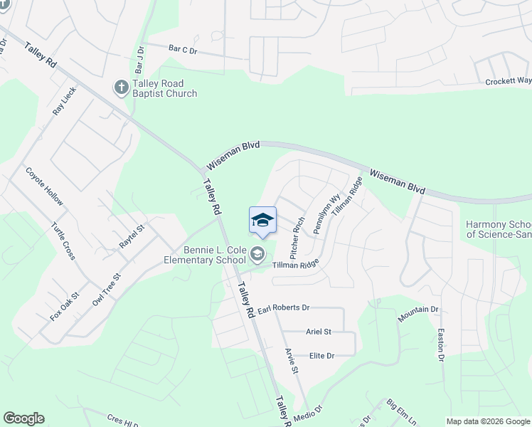 map of restaurants, bars, coffee shops, grocery stores, and more near 12140 Icon Ridge in San Antonio