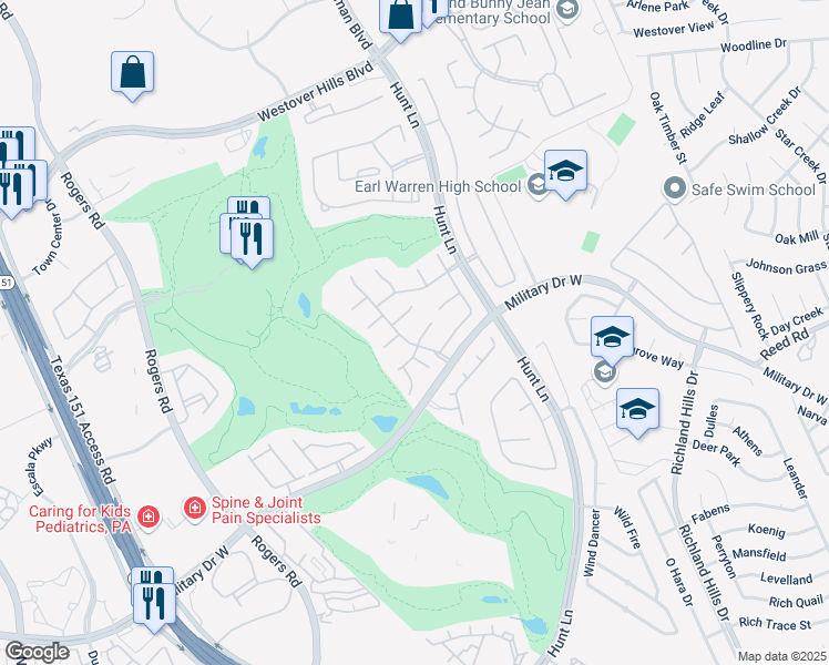 map of restaurants, bars, coffee shops, grocery stores, and more near 2218 Tarpley Street in San Antonio