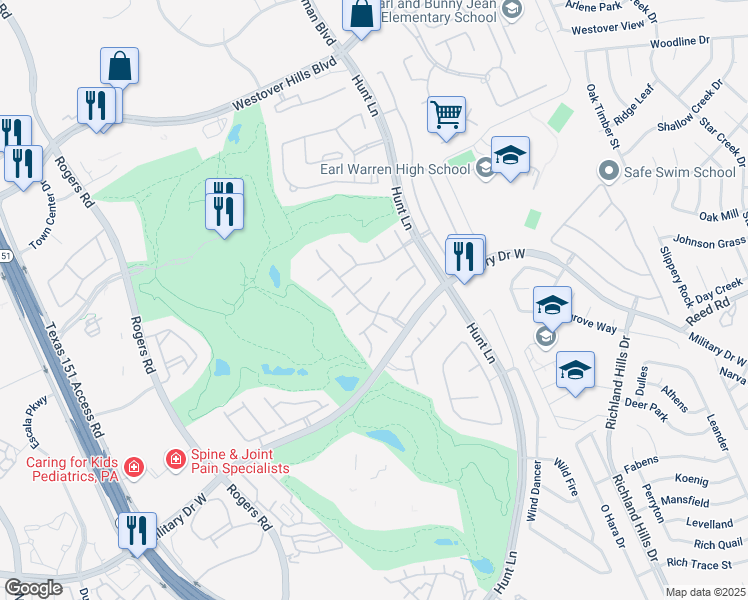 map of restaurants, bars, coffee shops, grocery stores, and more near 2218 Tarpley Street in San Antonio