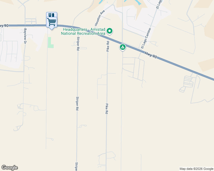 map of restaurants, bars, coffee shops, grocery stores, and more near 316 Pike Road in Del Rio