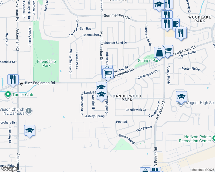 map of restaurants, bars, coffee shops, grocery stores, and more near 6220 Binz Engleman Road in San Antonio