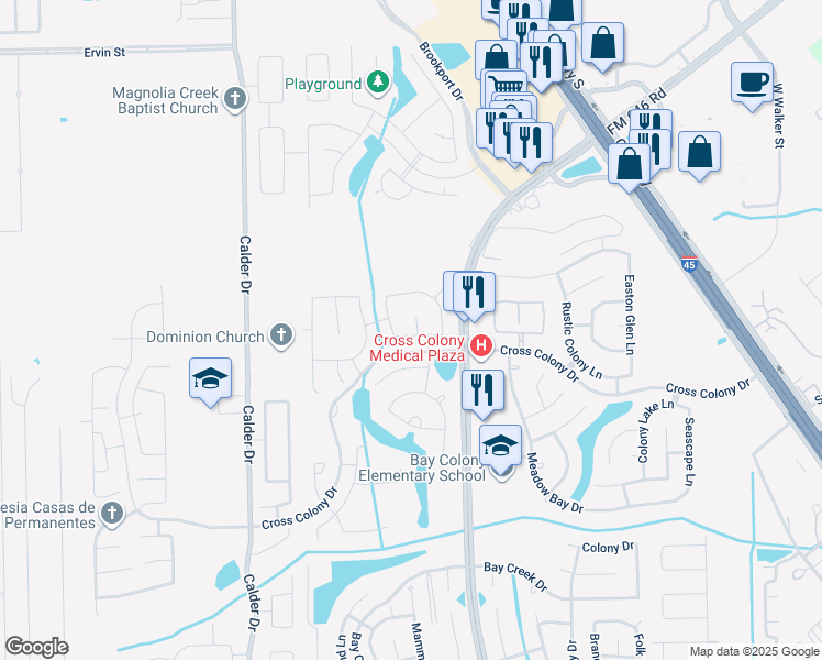 map of restaurants, bars, coffee shops, grocery stores, and more near 108 Grand Falls Court in Dickinson