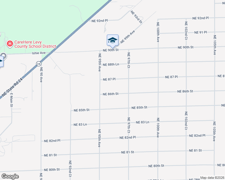 map of restaurants, bars, coffee shops, grocery stores, and more near 8651 Northeast 95th Avenue in Bronson