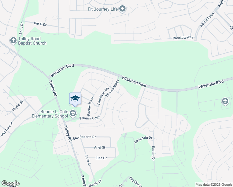 map of restaurants, bars, coffee shops, grocery stores, and more near 12814 Braxon Pass in San Antonio