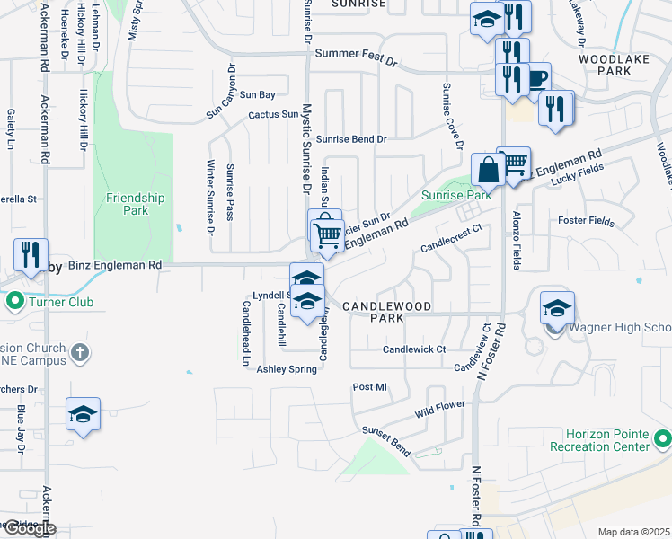 map of restaurants, bars, coffee shops, grocery stores, and more near 6220 Binz-Engleman Road in San Antonio