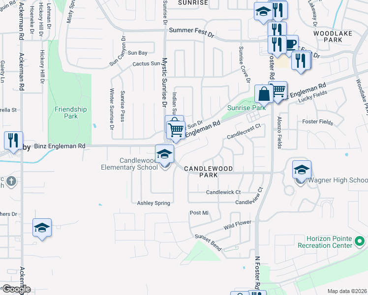 map of restaurants, bars, coffee shops, grocery stores, and more near 6220 Binz-Engleman Road in San Antonio