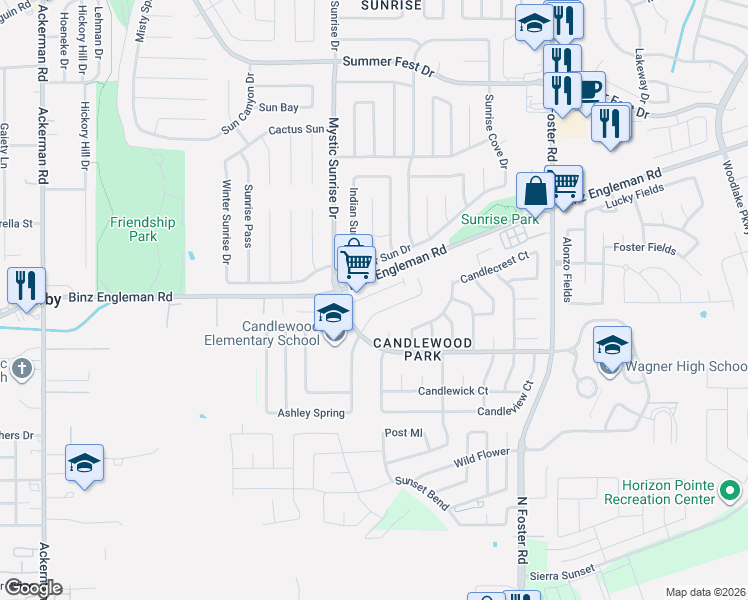 map of restaurants, bars, coffee shops, grocery stores, and more near 6220 Binz-Engleman Road in San Antonio