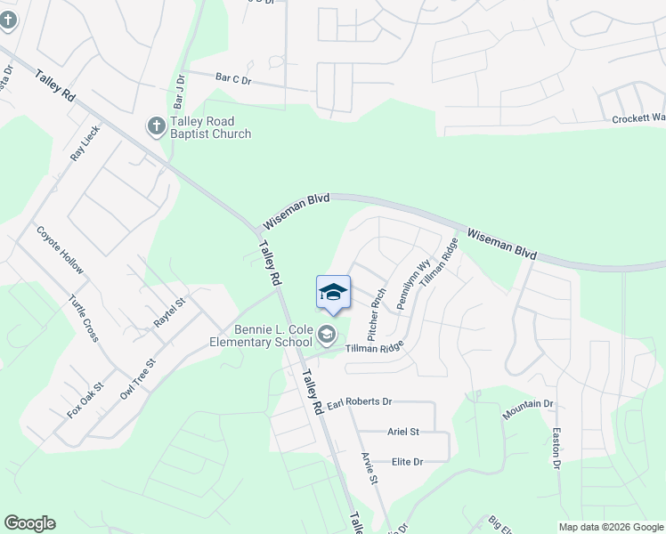 map of restaurants, bars, coffee shops, grocery stores, and more near 13307 Braxon Pass in San Antonio