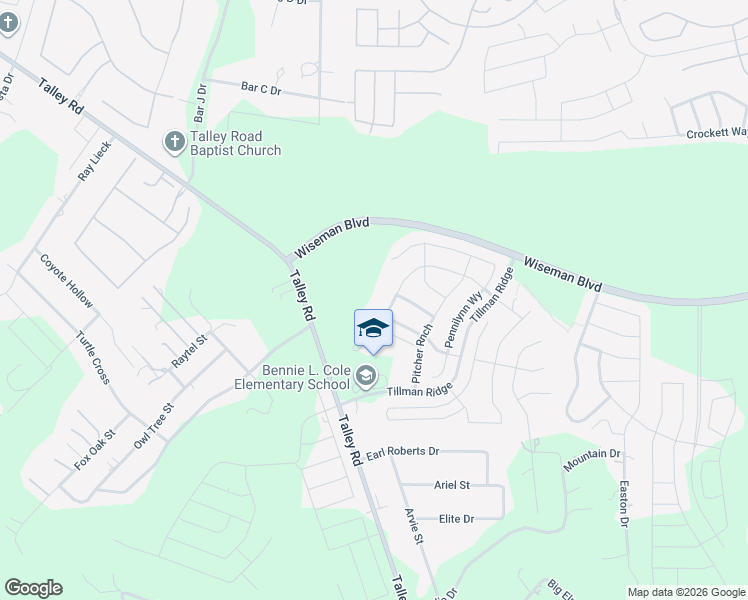 map of restaurants, bars, coffee shops, grocery stores, and more near 13307 Braxon Pass in San Antonio