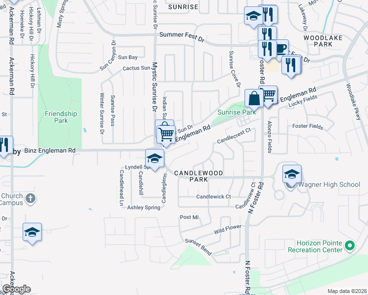 map of restaurants, bars, coffee shops, grocery stores, and more near 6220 Binz-Engleman Road in San Antonio