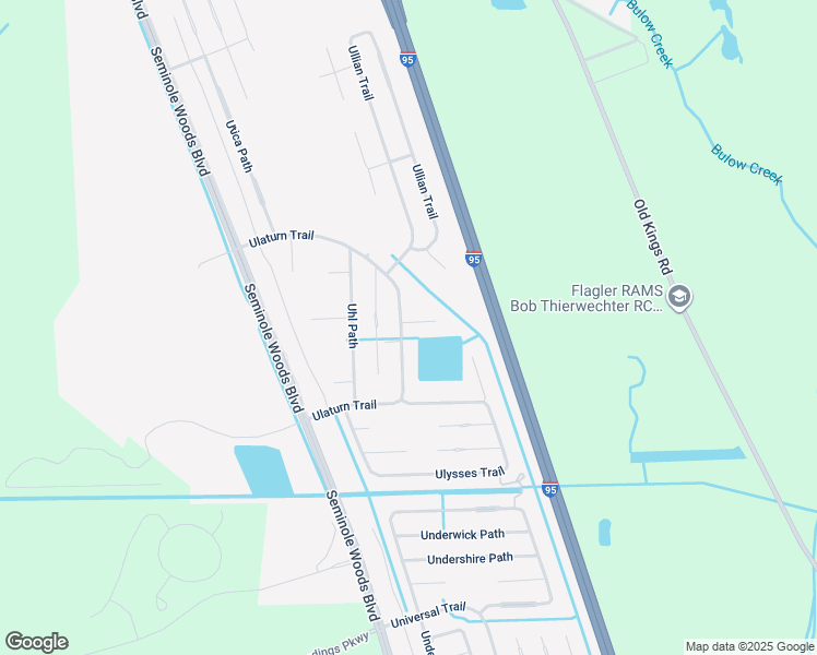 map of restaurants, bars, coffee shops, grocery stores, and more near 95 Ulaturn Trail in Palm Coast