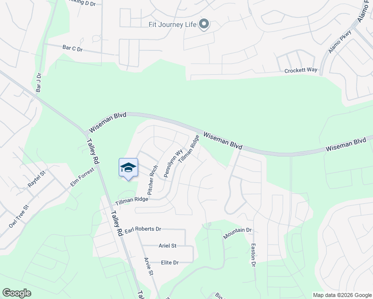 map of restaurants, bars, coffee shops, grocery stores, and more near 2480 Pennilynn Way in San Antonio