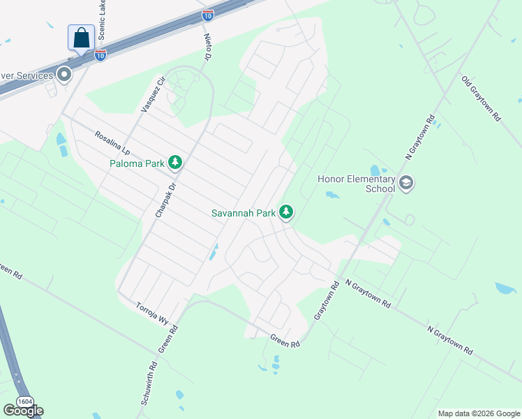 map of restaurants, bars, coffee shops, grocery stores, and more near 4579 North Graytown Road in Converse