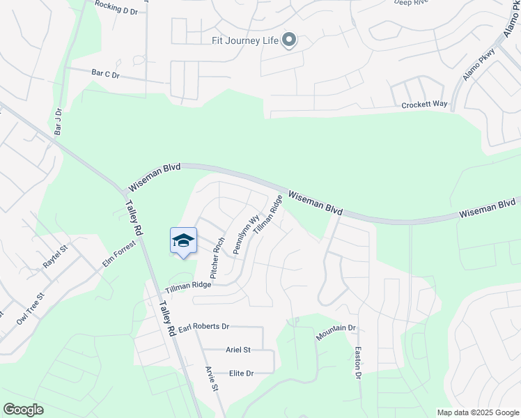 map of restaurants, bars, coffee shops, grocery stores, and more near 2480 Pennilynn Way in San Antonio