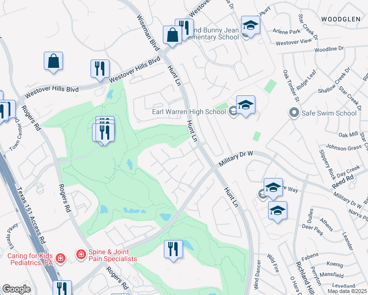 map of restaurants, bars, coffee shops, grocery stores, and more near 2610 Menard in San Antonio