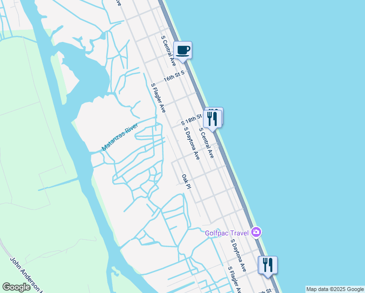 map of restaurants, bars, coffee shops, grocery stores, and more near 1843 South Flagler Avenue in Flagler Beach