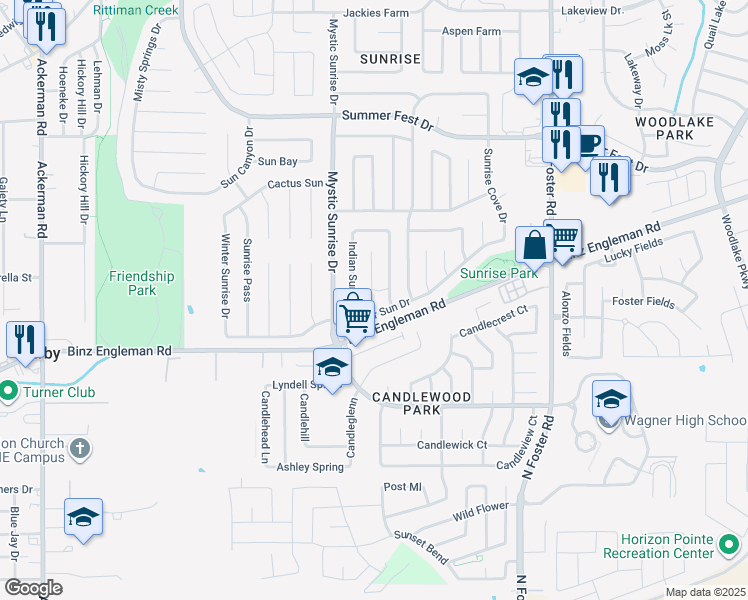 map of restaurants, bars, coffee shops, grocery stores, and more near 4011 Comanche Sunrise in San Antonio