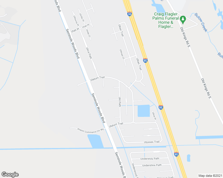 map of restaurants, bars, coffee shops, grocery stores, and more near 9 Uhlerleaf Court in Palm Coast