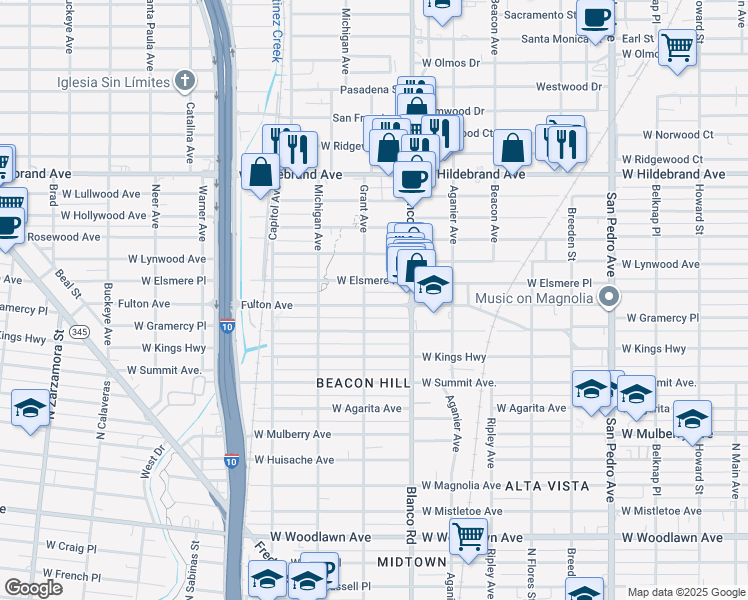 map of restaurants, bars, coffee shops, grocery stores, and more near 941 Fulton Avenue in San Antonio