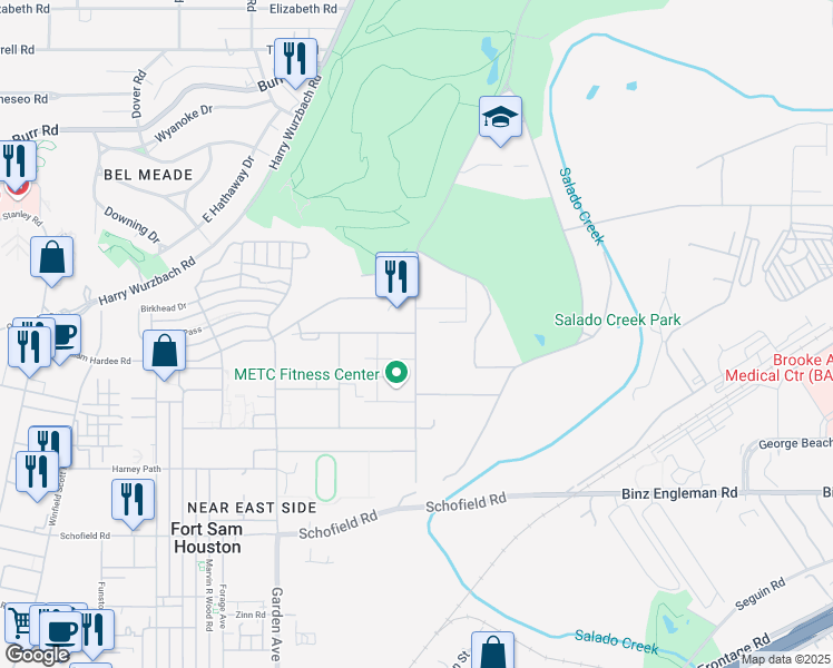 map of restaurants, bars, coffee shops, grocery stores, and more near 3000-3156 Koehler Rd in San Antonio