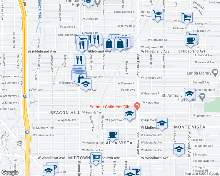 map of restaurants, bars, coffee shops, grocery stores, and more near 618 Fulton Avenue in San Antonio