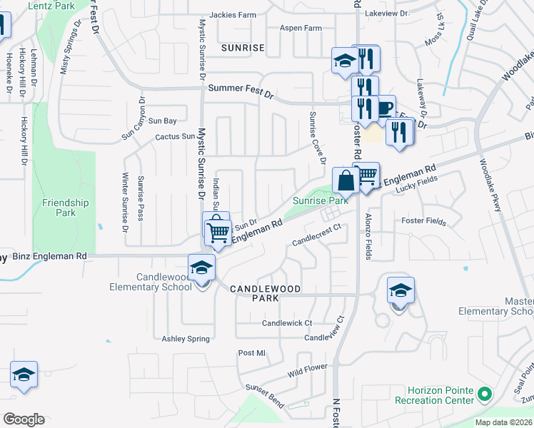 map of restaurants, bars, coffee shops, grocery stores, and more near 5972 Glacier Sun Drive in San Antonio