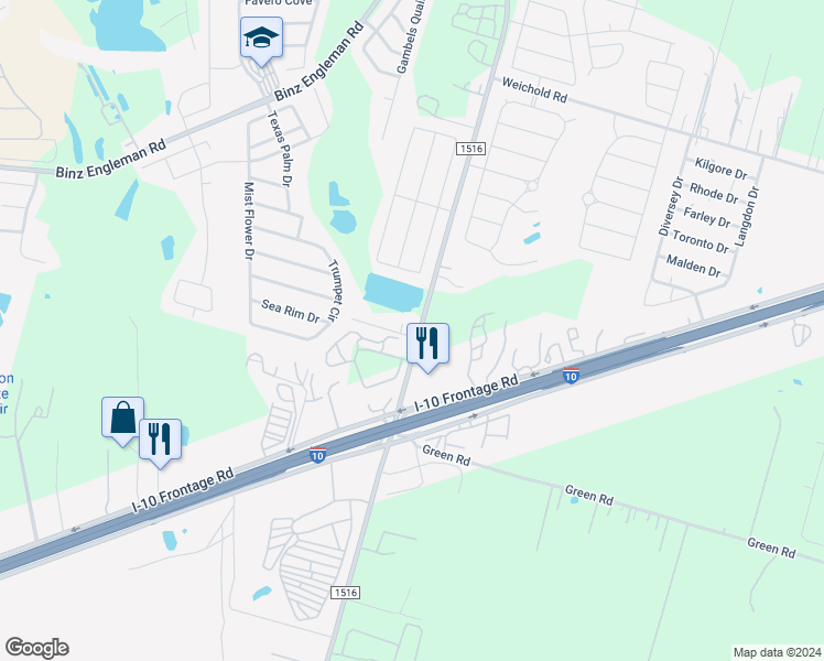 map of restaurants, bars, coffee shops, grocery stores, and more near 3580 Farm to Market 1516 in Converse