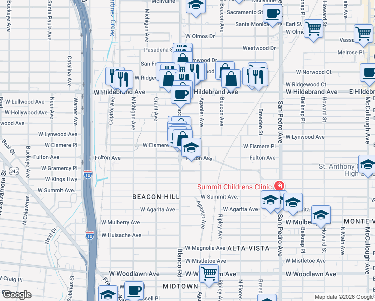 map of restaurants, bars, coffee shops, grocery stores, and more near None in San Antonio
