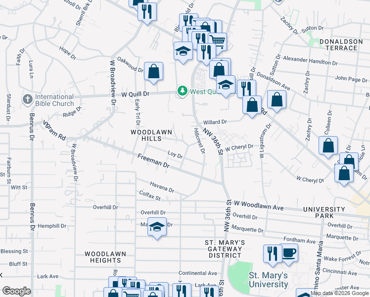 map of restaurants, bars, coffee shops, grocery stores, and more near 210 Loy Drive in San Antonio