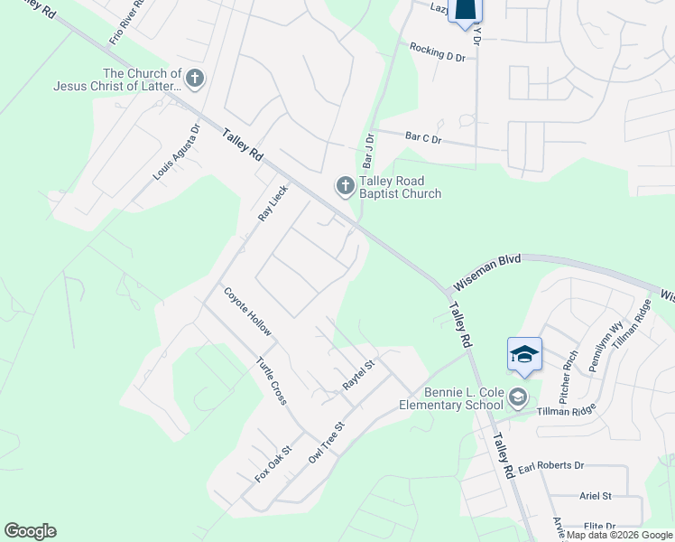 map of restaurants, bars, coffee shops, grocery stores, and more near 2710 Trailmont Drive in San Antonio