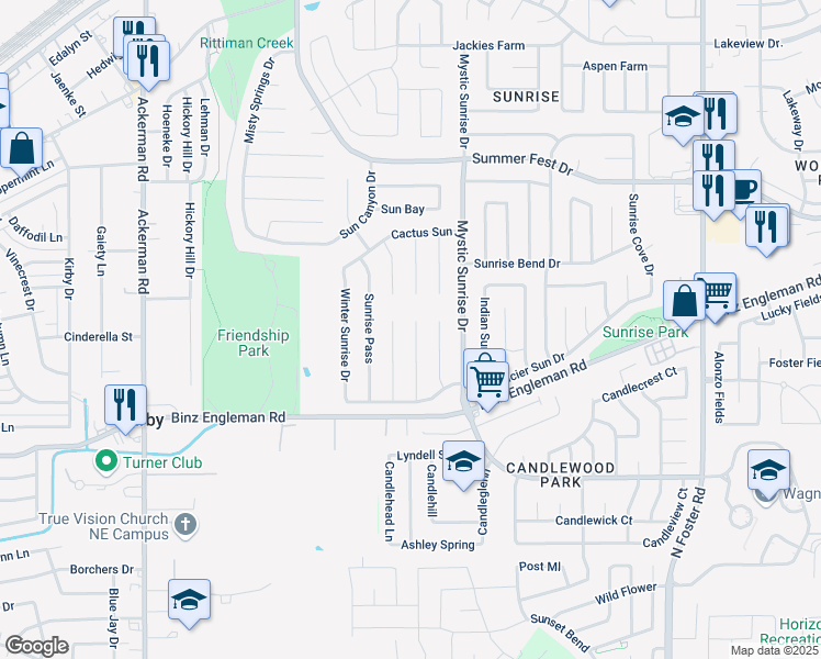map of restaurants, bars, coffee shops, grocery stores, and more near 4074 Gallery Sun Drive in San Antonio