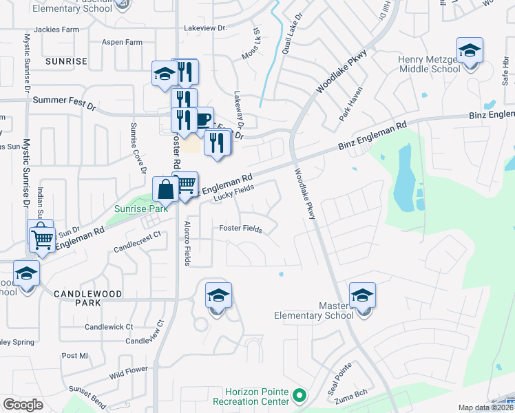 map of restaurants, bars, coffee shops, grocery stores, and more near 3706 Tanner Fields in Converse