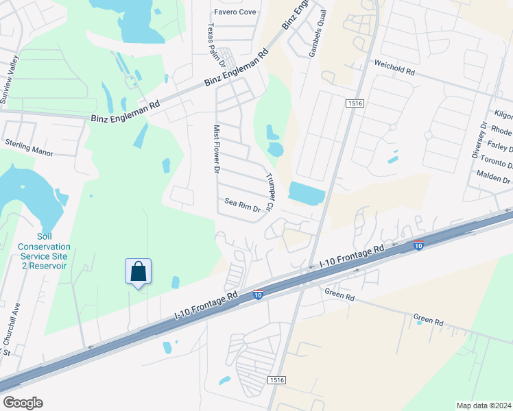 map of restaurants, bars, coffee shops, grocery stores, and more near 8519 Sea Rim Drive in Converse
