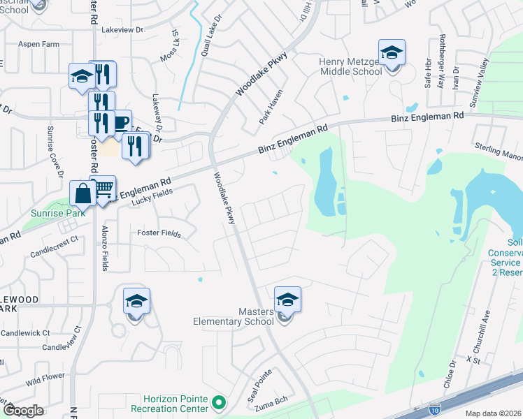map of restaurants, bars, coffee shops, grocery stores, and more near 7128-7378 Binz-Engleman Road in San Antonio