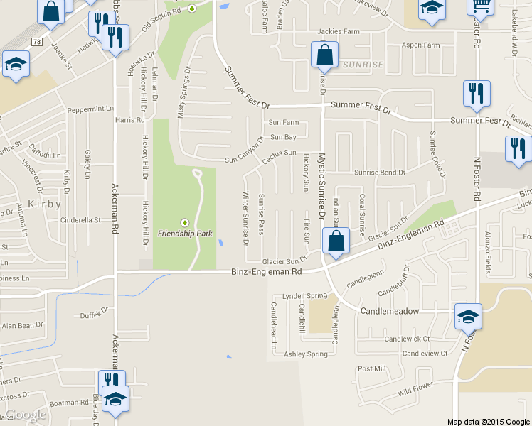 map of restaurants, bars, coffee shops, grocery stores, and more near 4074 Gallery Sun Drive in San Antonio