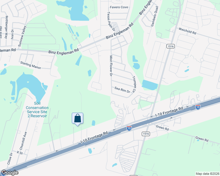 map of restaurants, bars, coffee shops, grocery stores, and more near 3823 Mist Flower Drive in Converse