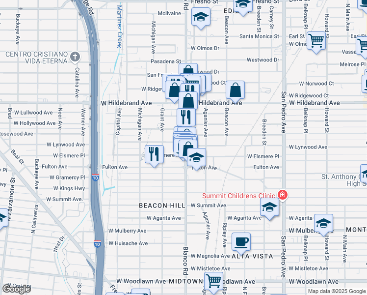 map of restaurants, bars, coffee shops, grocery stores, and more near 1811 Blanco Road in San Antonio