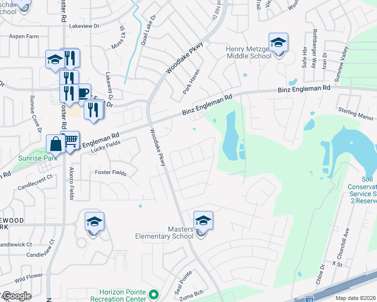 map of restaurants, bars, coffee shops, grocery stores, and more near 7128-7378 Binz-Engleman Road in San Antonio