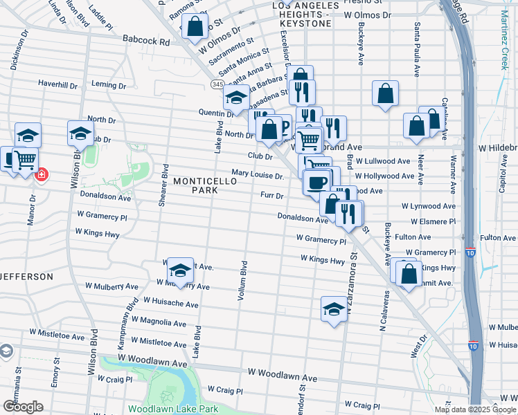 map of restaurants, bars, coffee shops, grocery stores, and more near 343 Donaldson Ave in San Antonio