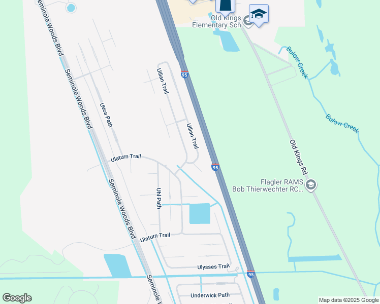 map of restaurants, bars, coffee shops, grocery stores, and more near 19 Ullian Trail in Palm Coast
