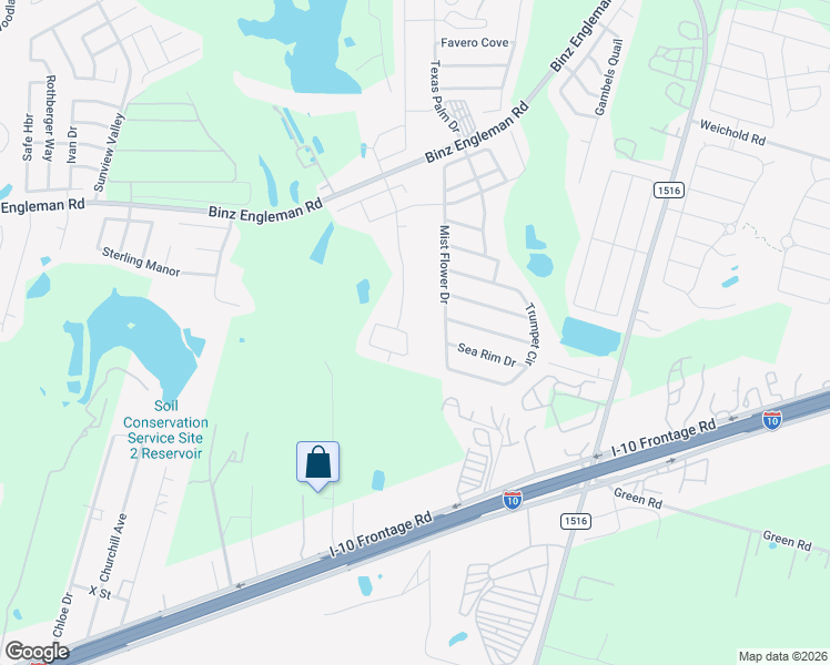 map of restaurants, bars, coffee shops, grocery stores, and more near 3823 Mist Flower Drive in Converse
