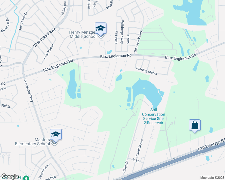 map of restaurants, bars, coffee shops, grocery stores, and more near IH10 Avenue East Street in Converse