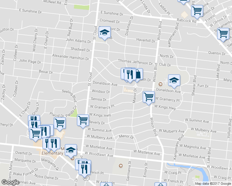 map of restaurants, bars, coffee shops, grocery stores, and more near 238 Senisa Drive in San Antonio